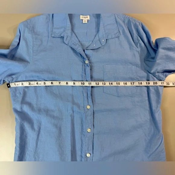 J. Crew Factory Linen shirt perfect fit AL 522 Blue Size Large - Picture 5 of 16